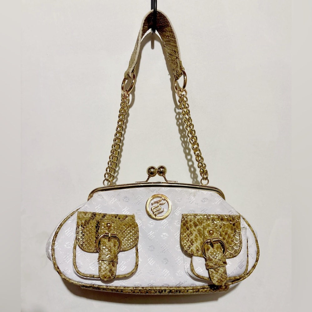 Vintage Rocawear Brown Snakeskin Purse with Gold Hardware